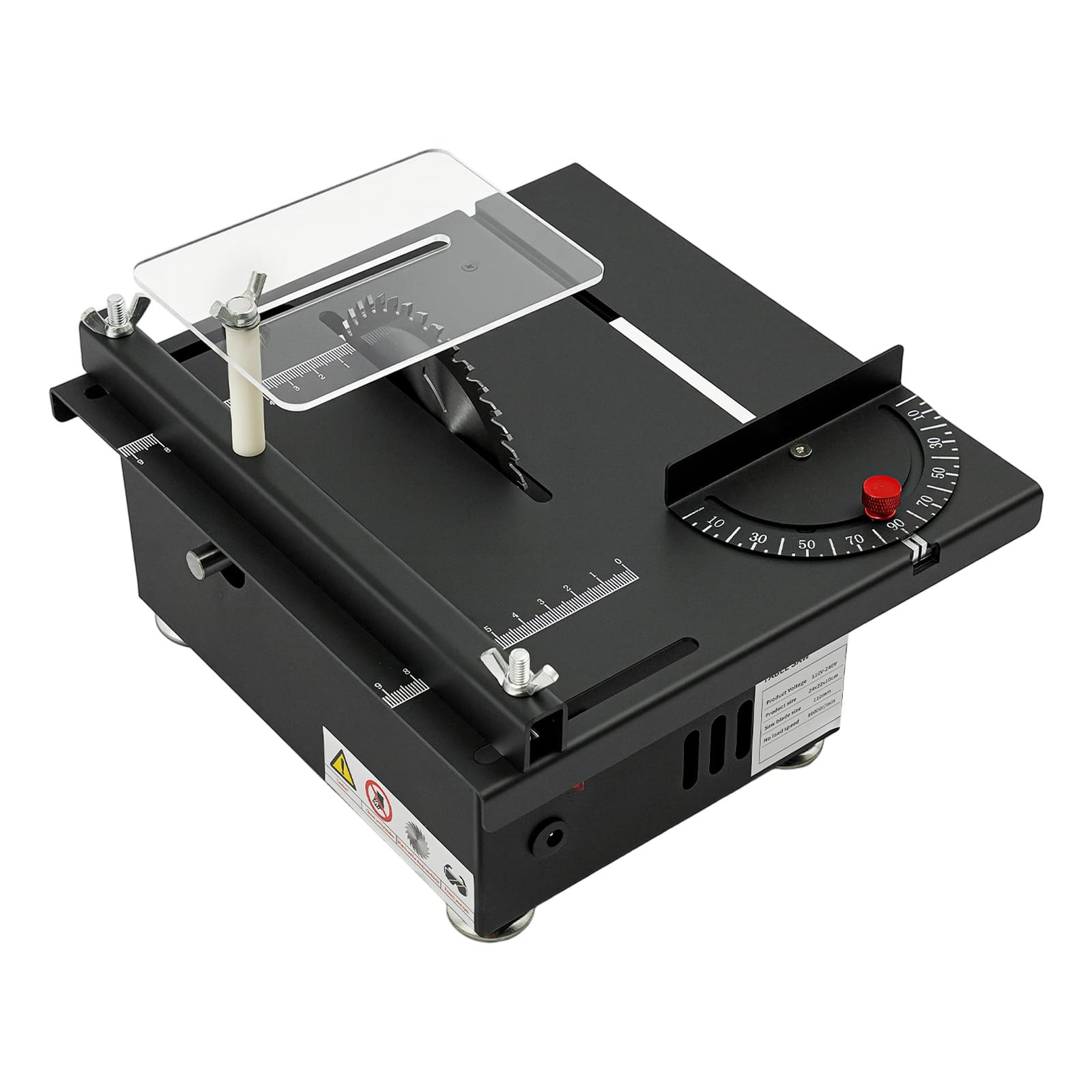 Przenośna mini pilarka tarczowa 200 W z wtyczką typu F 220 V, regulowana, mała piła do drewna, do modelarstwa, prac domowych i warsztatów hobbystycznych, z płytką prowadzącą