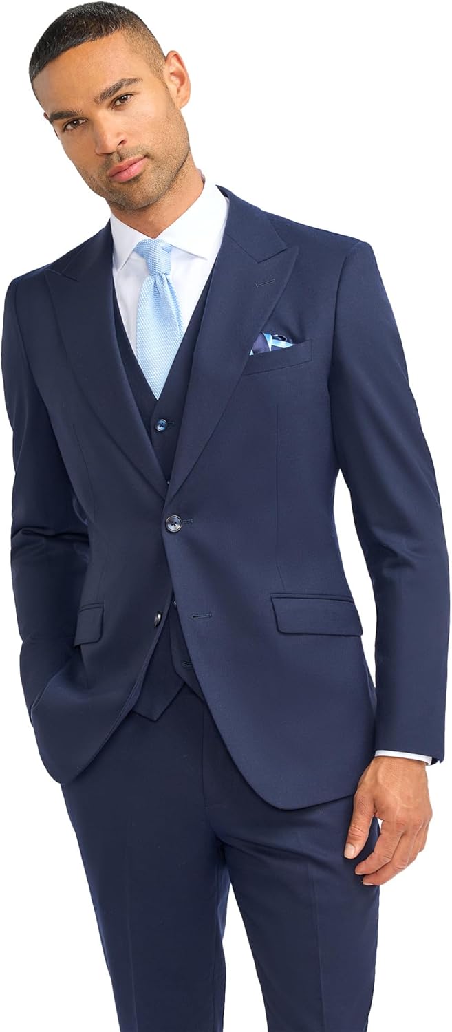 Men’s Wool 3-Piece Suit, Classic Vintage Slim Fit Wedding & Business Formal Attire (Sold Separately)