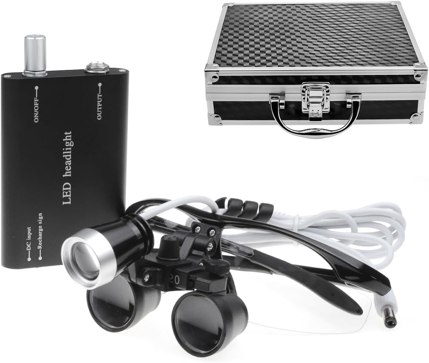 3.5X 420mm Surgical Binocular Loupes Head Light Blue Aluminum Box Magnifiers by NNSKI (Black)