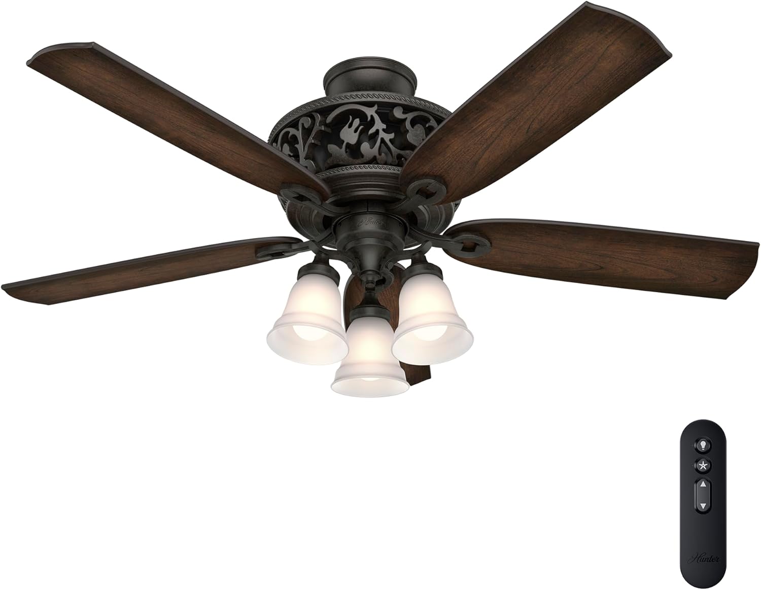 Hunter Promenade Indoor Ceiling Fan with LED Lights and Remote Control, 54", Brittany Bronze