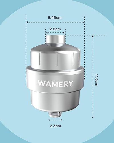 Miniatura 2 de Wamery Filtro de cabezal de ducha para agua dura, filtro alcalino en línea multietapa, ayuda a reducir el cloro y los olores, ajuste universal de 12
