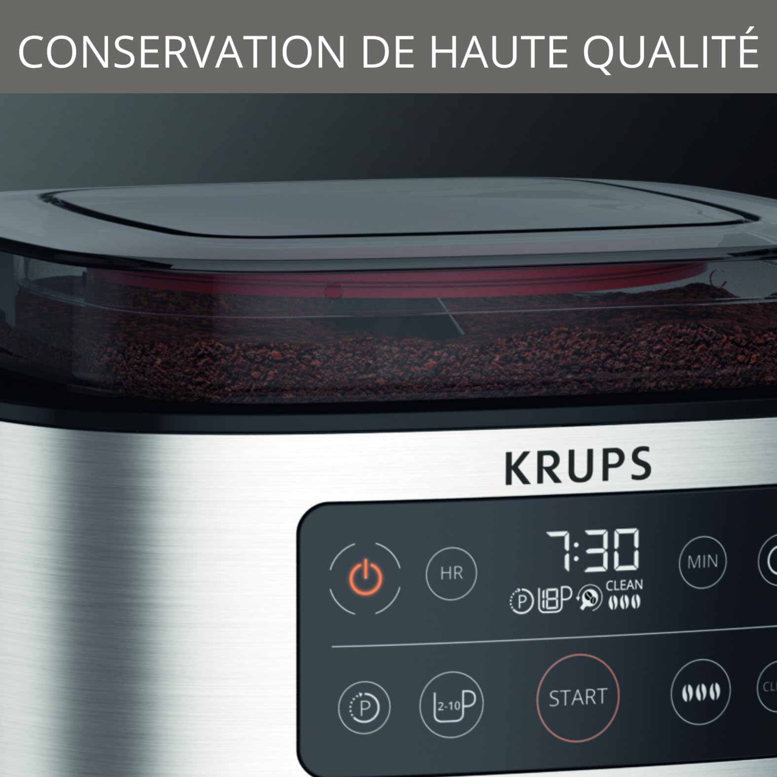 Krups Cafetière filtre Aroma Partner, Bac à café hermétique intégré, Dosages automatiques et précis grâce au système de levier intelligent, 10 à 15 tasses, Capacité 1,25 L KM760D10
