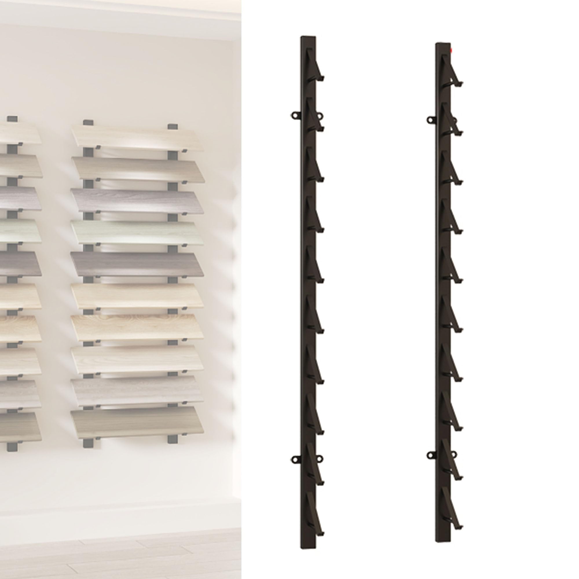 DETMOL Display stand for wooden tiles & wall-mounted skateboard storage stand - Large metal display for retail stores & showrooms