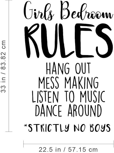 Miniatura 3 de Calcomanía de vinilo para pared, reglas de dormitorio de niñas, 33 x 22.5 pulgadas, divertida y feliz bebé, niña, adolescente, lindo hogar,
