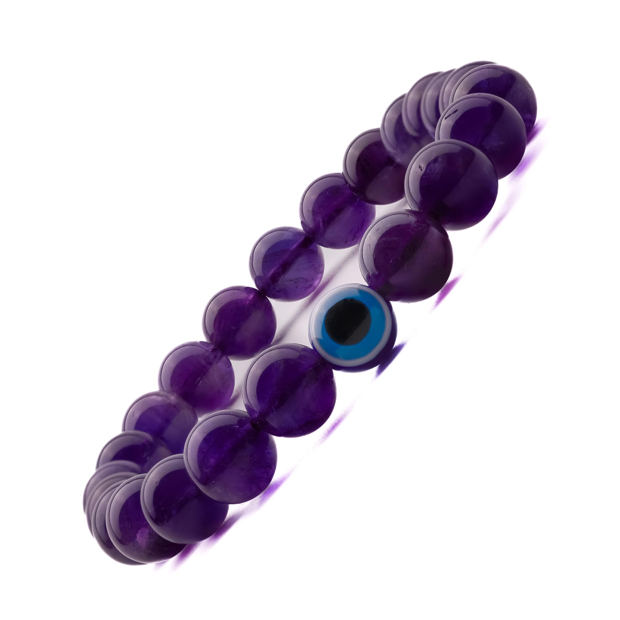 Plus Value Natural Amethyst with Evil Eye Bracelet for Men and Women Reiki