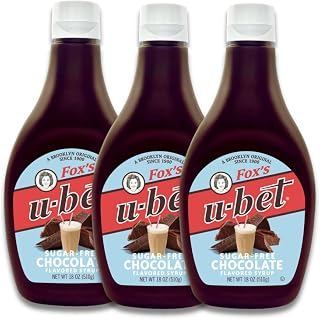 FOX'S U-BET Syrup, Bottle, Kosher Certified, Brooklyn Original, Fat Free (3-Pack, Sugar-Free Chocolate)