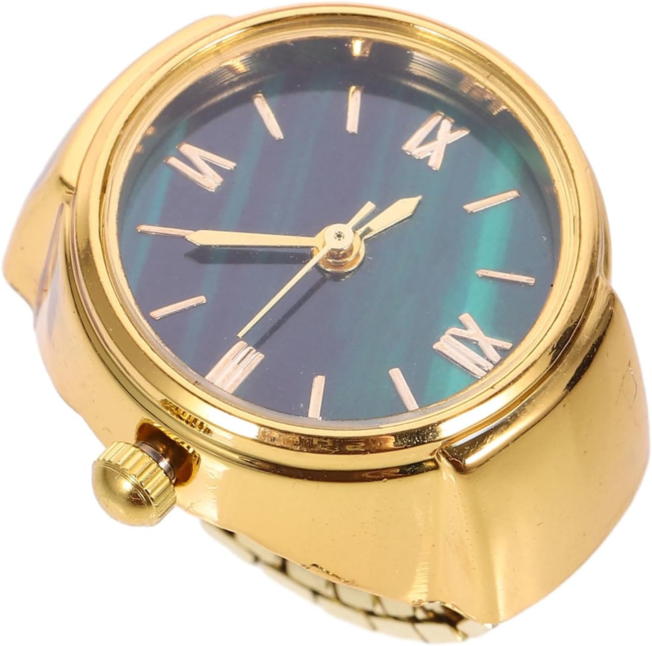VALICLUD Roman Numeral Dial Finger Ring Watch for Men Mini Green Creative Fashion Accessory Lightweight Comfortable Fit Bright Color Charming Decoration Stylish Small Finger Jewelry