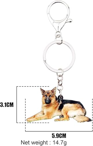 Miniatura 4 de BONSNY Llaveros de perro pastor alemán acrílico, llavero para coche, bolsas, amantes de las mascotas, regalos