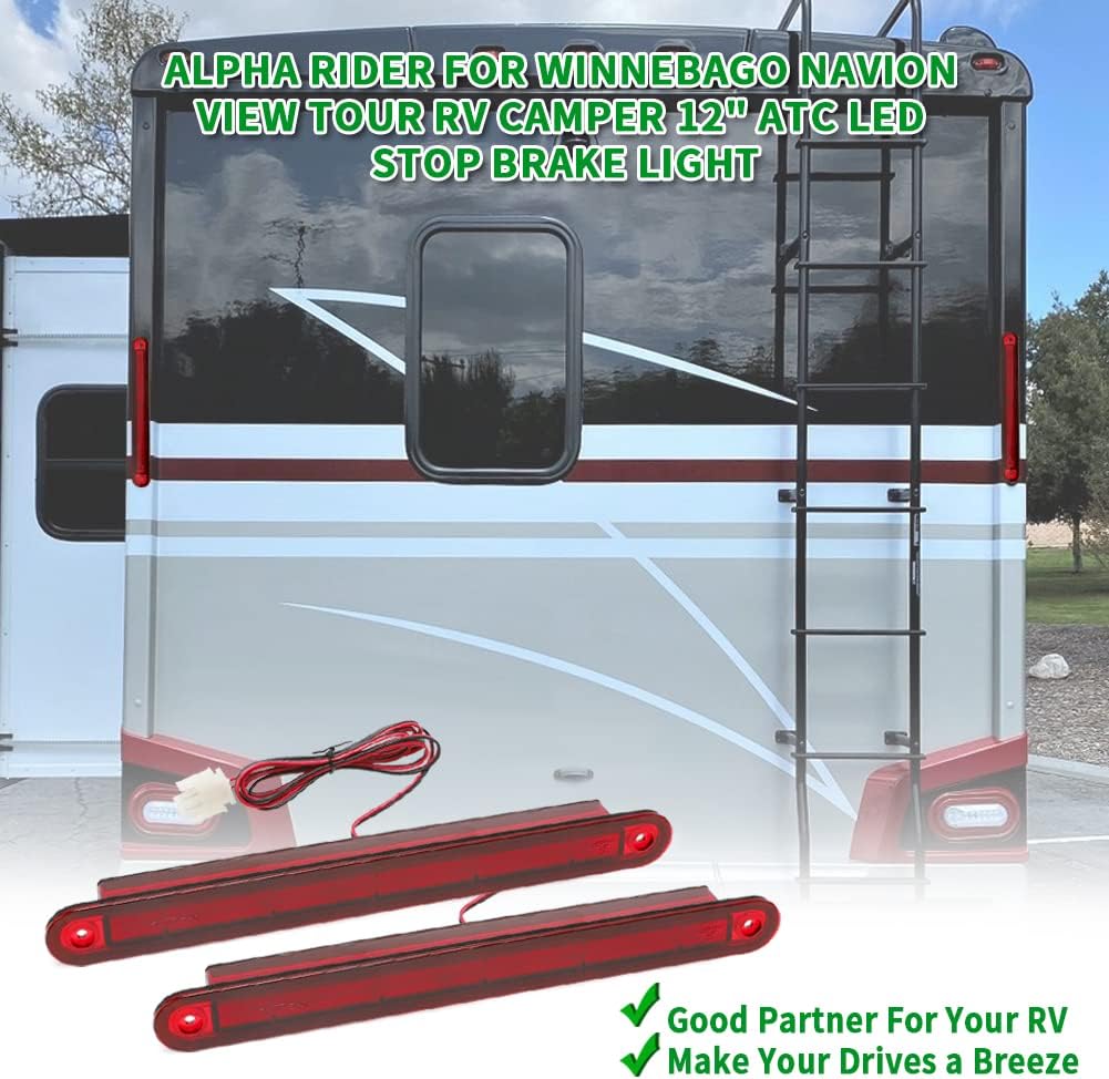 Alpha Rider 2PCS For Winnebago Navion View Tour RV Camper 12" ATC LED Stop Brake Light Replaces 151076-01-000,Water Resistant & High Brightness Design For Rain, Snow, Fog & Night