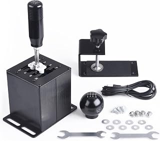 CNRAQR 7+R H USB Gear Shifter with L-Shaped Clamp for G29/G27/G25 & T300RS/GT Wheels - Stable PC Racing Simulator