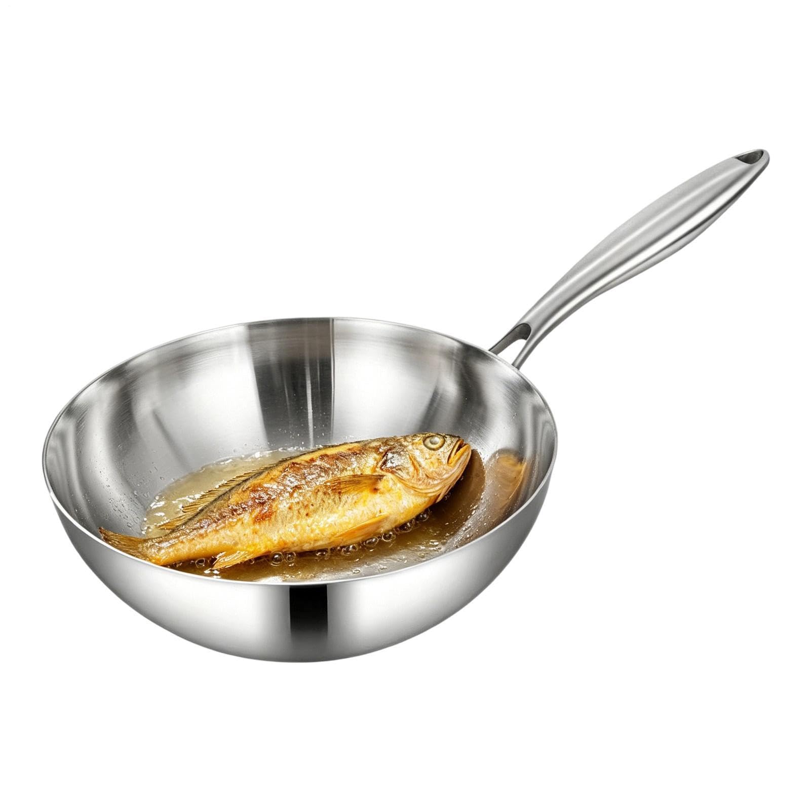 Flachboden-Woks Antihaft unbeschichtete tiefe Bratpfanne