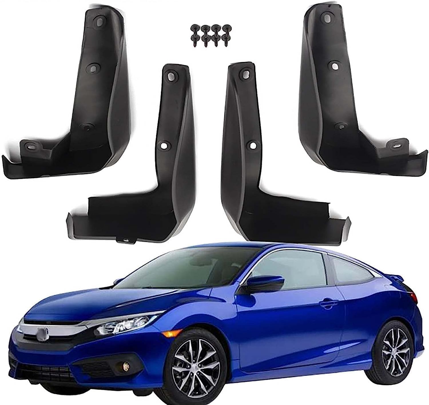 ZHMYDY 4 Pcs Car Mud Flaps for Civic 2015-2019, Mudflaps Strong Toughness Baffle Protection All Weather Protector Easy Installation Waterproof Easy Install Guard Mudguards Parts