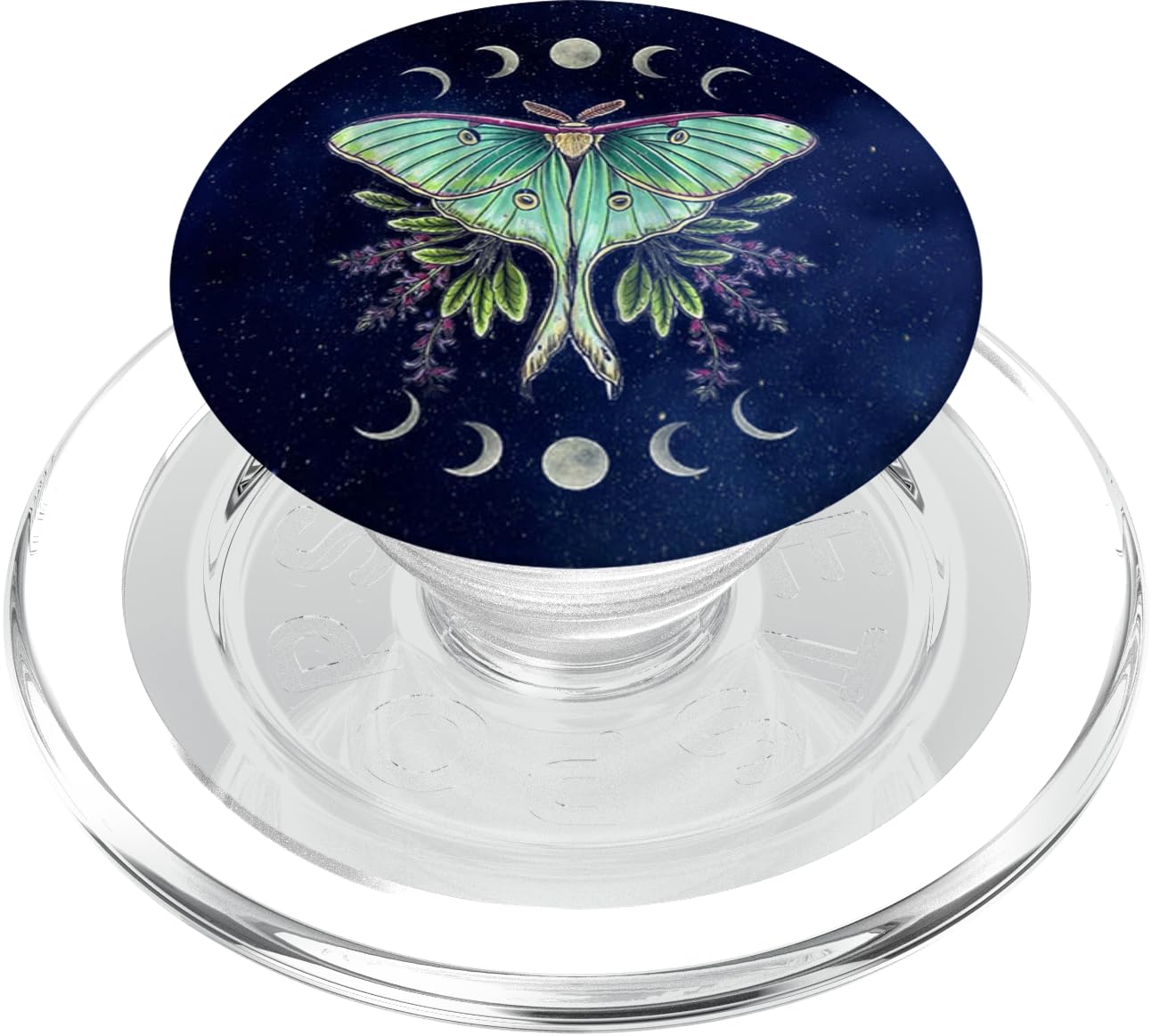 Frog Moon Phases in Aesthetic Light Green PopSockets Adhesive PopGrip