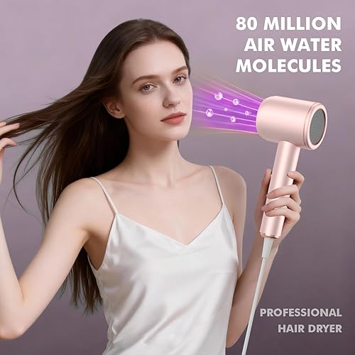 Miniatura 2 de Secador de pelo iónico profesional, potente secador de pelo de bajo ruido, temperatura constante para un secado rápido del cabello, con difusor de