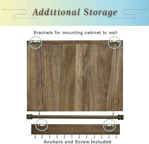 Miniatura 7 de GLANT Organizador de joyas rústico montado en la pared con decoración de puerta de granero de madera, soporte de montaje en pared, soporte de