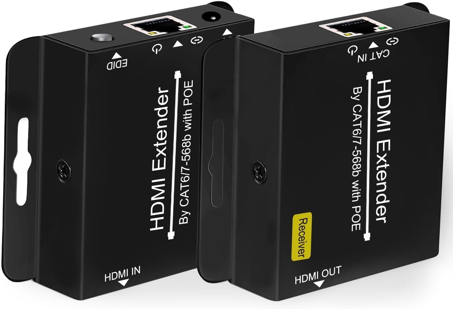 61 m HDMI Extender Over CAT6 CAT7 RJ45 Ethernet a HDMI Converter LAN Extension POC Supporto 1080P 3D EDID Copia Deep Color Compatibile con PC PS4 Roku Unilateral Power Supply