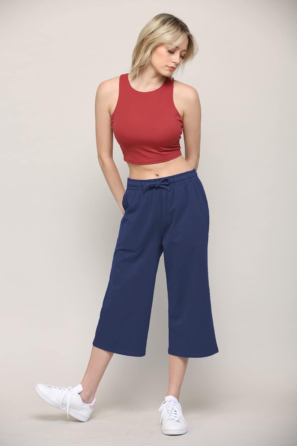 Lock and Love Womens Capri Pants Loose Yoga Pants Wide Leg Drawstring Comfy Lounge Pajama Capris Sweatpants with Pockets - Image 4