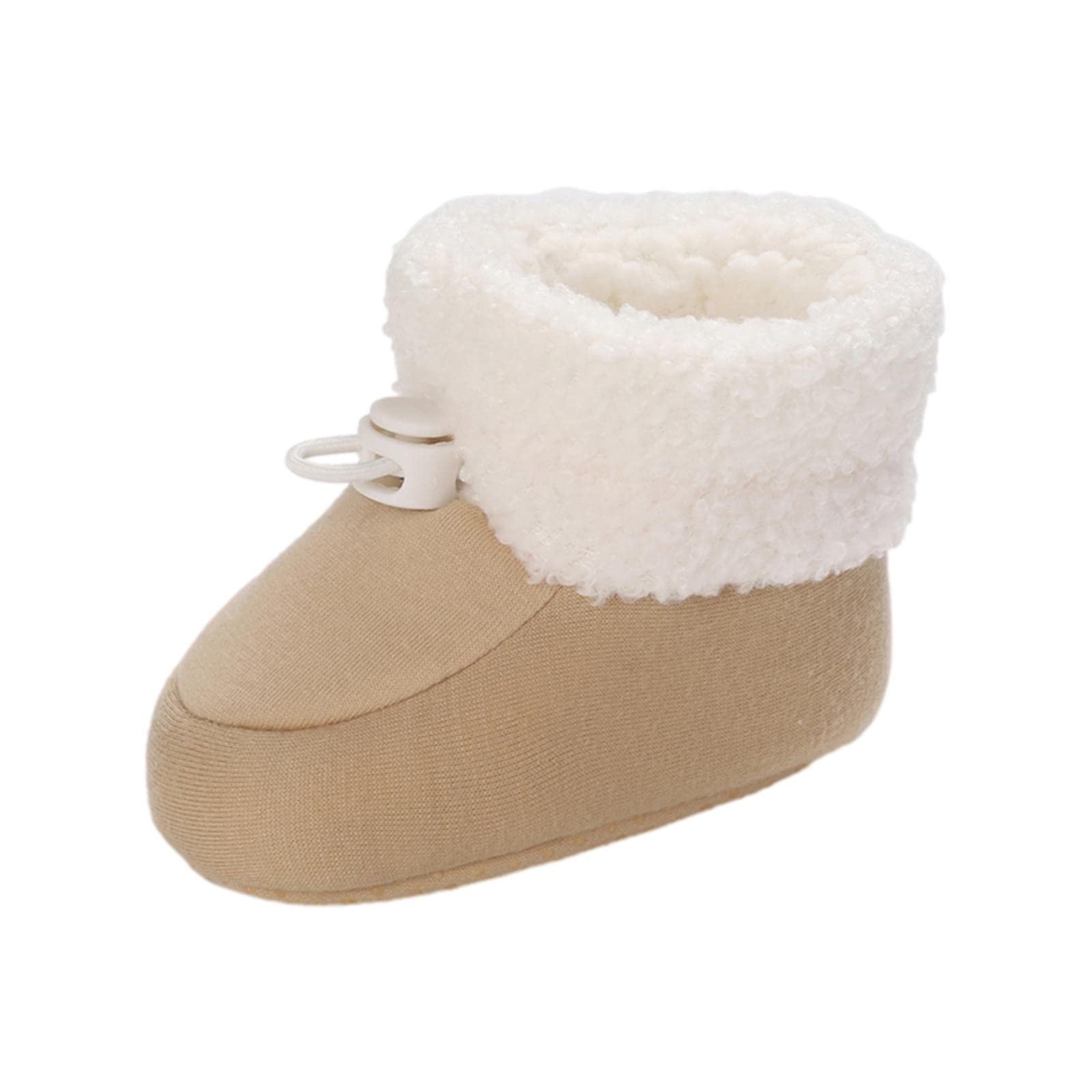 Baby Winter Warm Fleece Bootie, Newborn Non-Slip Soft Sole Winter Shoes Sock Shoes Cute Adjustable Crawling Shoes Prewalker Boots for Girls Boys Toddler 0-18 Months — view 2