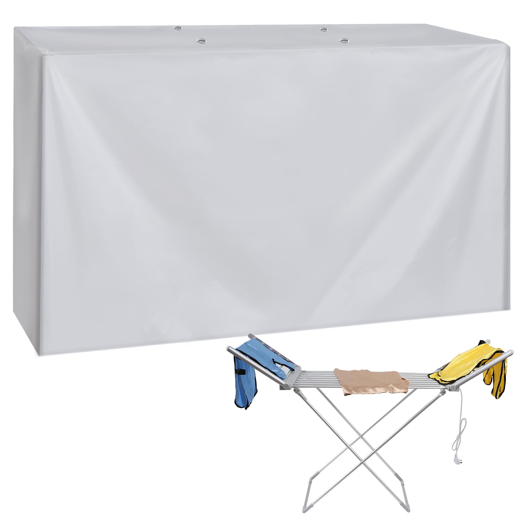 Povxlum Dark Gray Extended Mopping Heated Airer Cover Groundlevel Winged Heated Clothes Airer Drying Cover Clothes Drying Rack Cover Fit With Winged Heated Airer, Heated Clothes Airer Cover Only (Dark Gray)