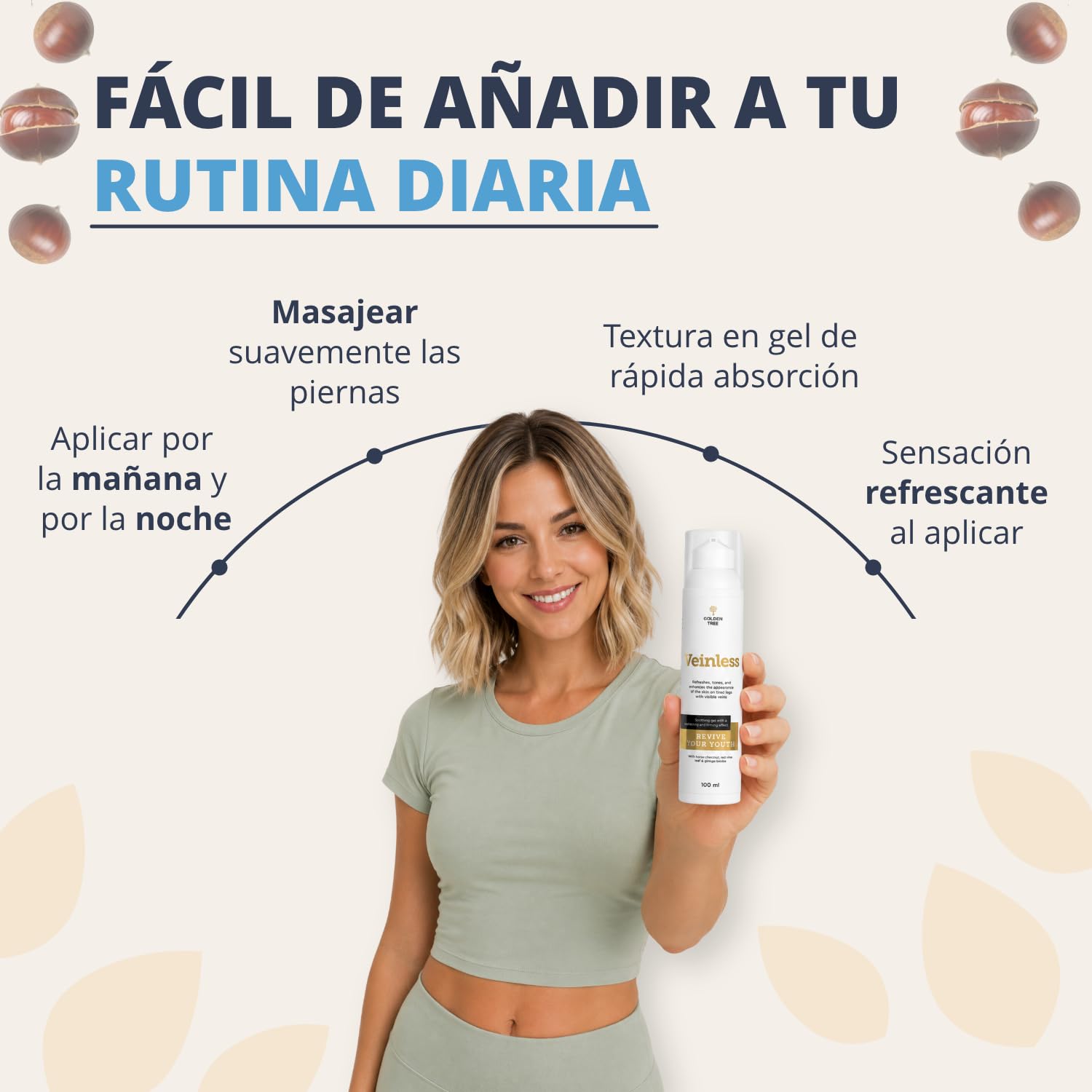 Golden Tree Veinless Gel Refrescante Piernas Cansadas, 100 ml