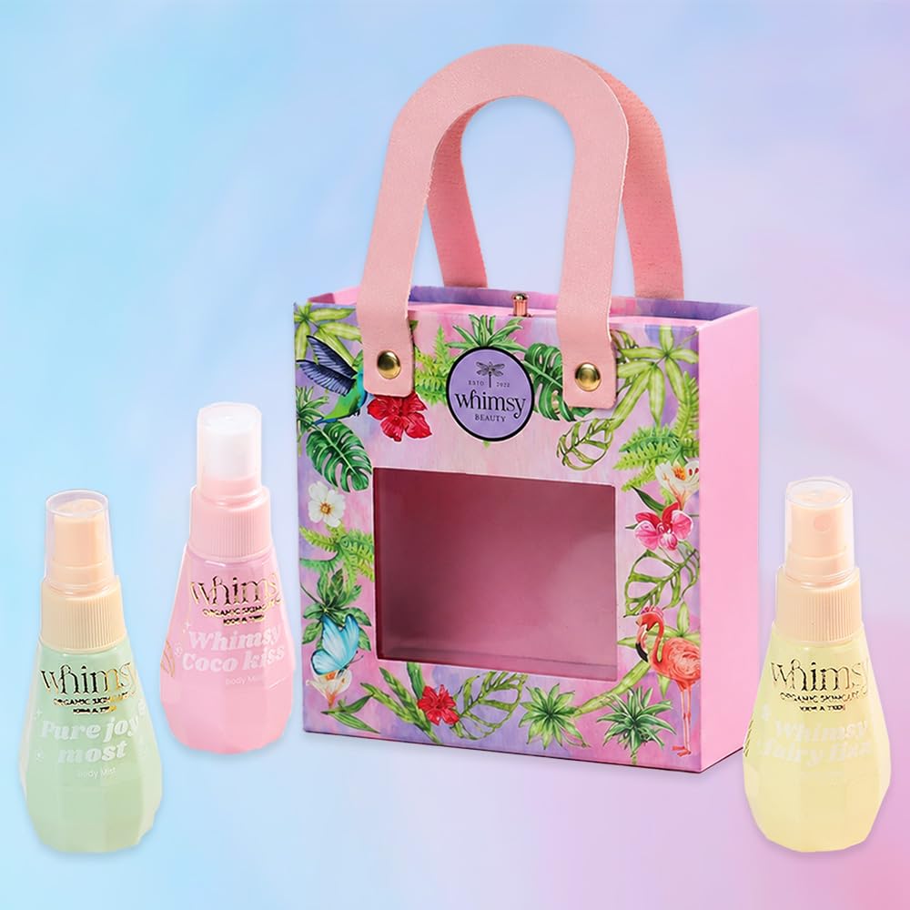 Whimsy Beauty Mini Body Mist Gift Set for Girls | Coco Kiss, Fairy Fizz & Pure Joy Fragrances | Refreshing Lightweight Body Spray for Kids & Pre-Teens | Return Gift Pack (Pack of 3)-image-21