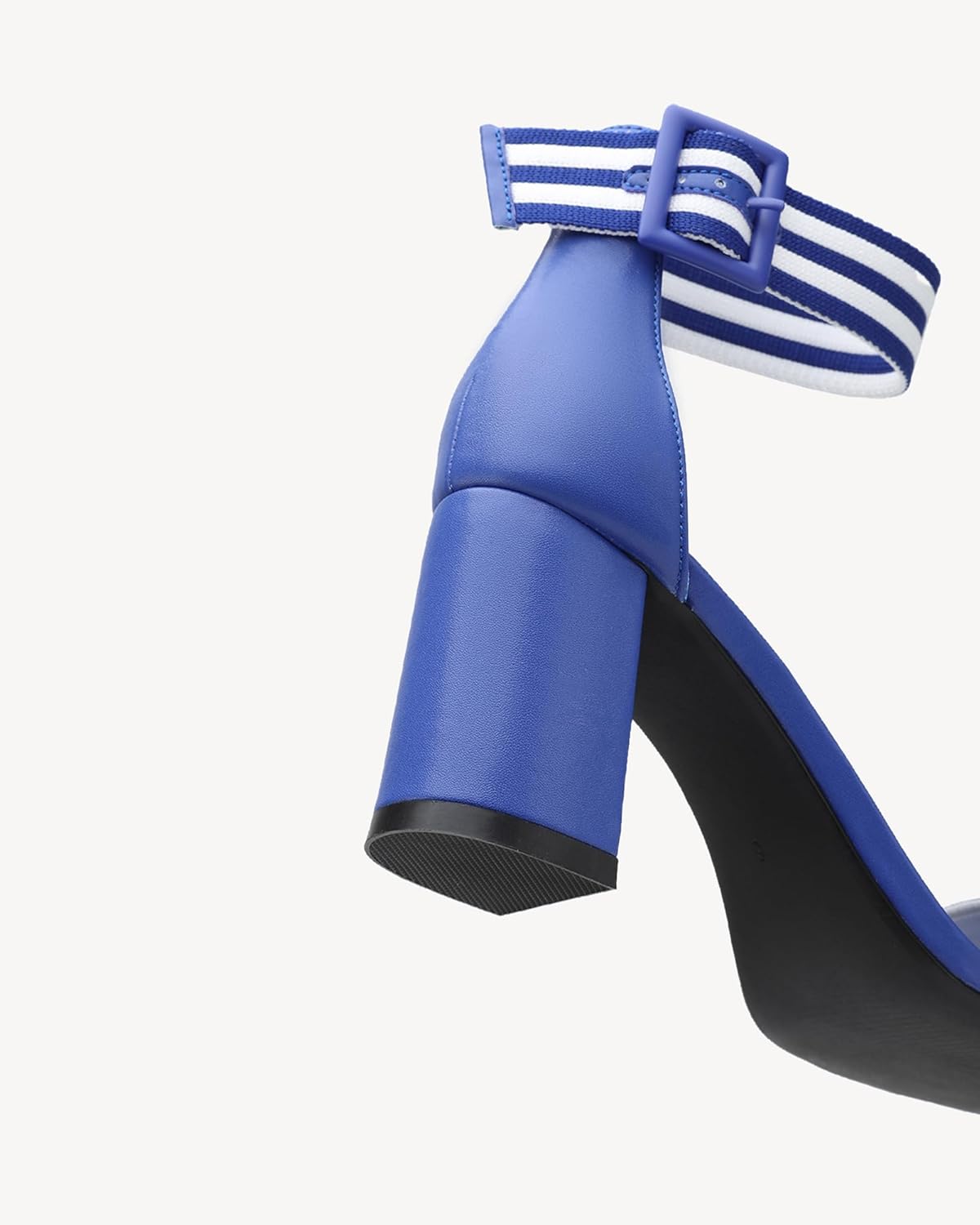 NEWBELLA Women's Chunky Block Heel Sandals - Square Open Toe Ankle Strap High Heels for Wedding, Prom, Party & Date Night (Blue-2, Adult, Women, 6, Numeric, US Footwear Size System, Medium) - Image 5