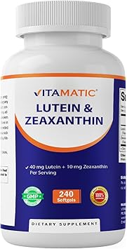 Vitamatic Lutein 40mg with Zeaxanthin 10mg, Eye Health Support Supplement, 240 Softgels