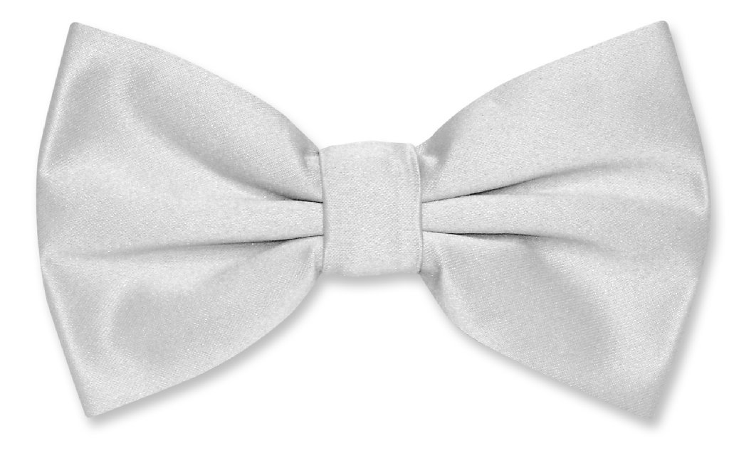 Vesuvio Napoli BOWTIE Solid SILVER GREY Color Men's Bow Tie for Tuxedo or Suit