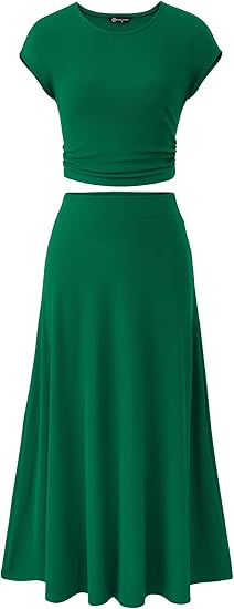PRETTYGARDEN Two Piece Skirt Set for Women 2025 Summer Spring Dressy Casual Knit Travel Vacation Matching Lounge Outfits