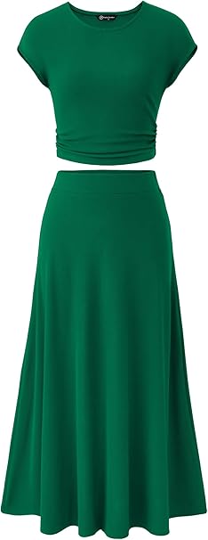 PRETTYGARDEN Two Piece Skirt Set for Women 2025 Summer Spring Dressy Casual Knit Travel Vacation Matching Lounge Outfits