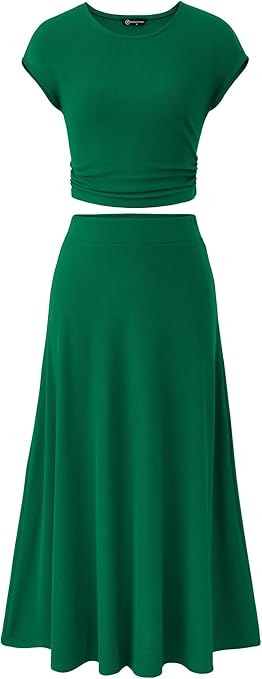 PRETTYGARDEN Two Piece Skirt Set for Women 2025 Summer Spring Dressy Casual Knit Travel Vacation Matching Lounge Outfits