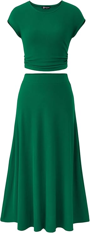 PRETTYGARDEN Two Piece Skirt Set for Women 2025 Summer Spring Dressy Casual Knit Travel Vacation Matching Lounge Outfits