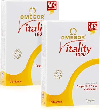 Omegor Vitality 1000 - Huile de Poisson Sauvage avec 90 % d'Oméga-3 TG, 30  Gélules, Lot de 2 : Amazon.fr: Hygiène et Santé
