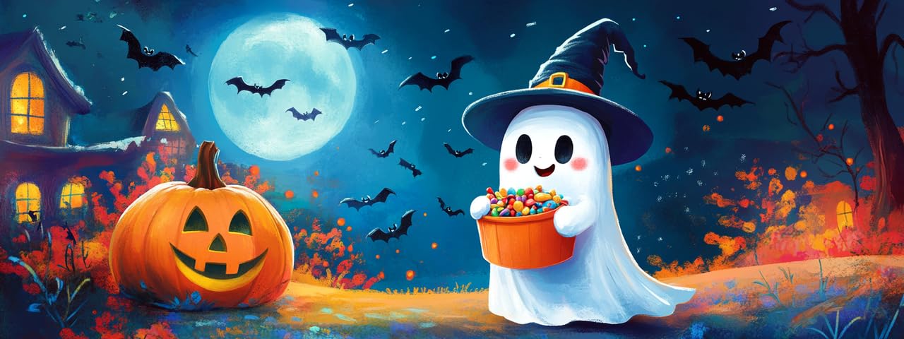 Bimkole Large Diamond Art Halloween Ghost, Full Drill 5D DIY Rhinestone Embroidery Set Paint with Diamonds Painting Pumpkin Kits Cross Stitch Home Wall Craft Decoration 30x80 cm