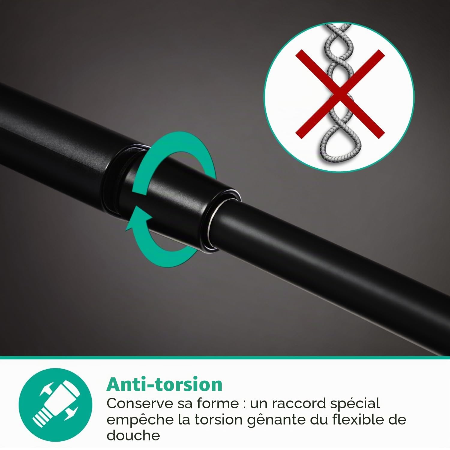 hansgrohe Isiflex Tuyau de douche universel, 1,25 m, avec protection anti-torsion, flexible avec protection anti-torsion et joints d'étanchéité, noir mat