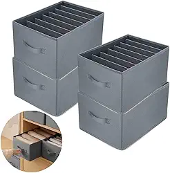 Kit C/4 Organizadores de Roupas C/7 Divisórias de Poliéster com Alças | Respirável, Dobrável, Lavável - Ideal para Guarda-Roupas, Closet, Gavetas | Marca Bigzu®