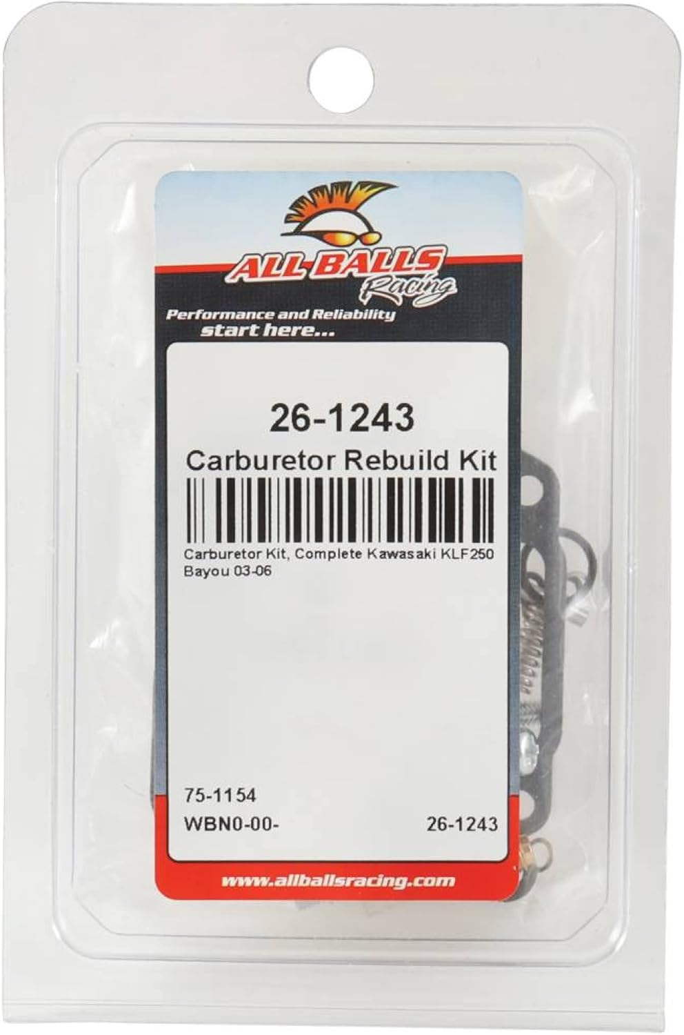 All Balls Racing 26-1243 Carburetor Rebuild Kit Compatible with/Replacement For Kawasaki KLF 250 A Bayou 2003-2006