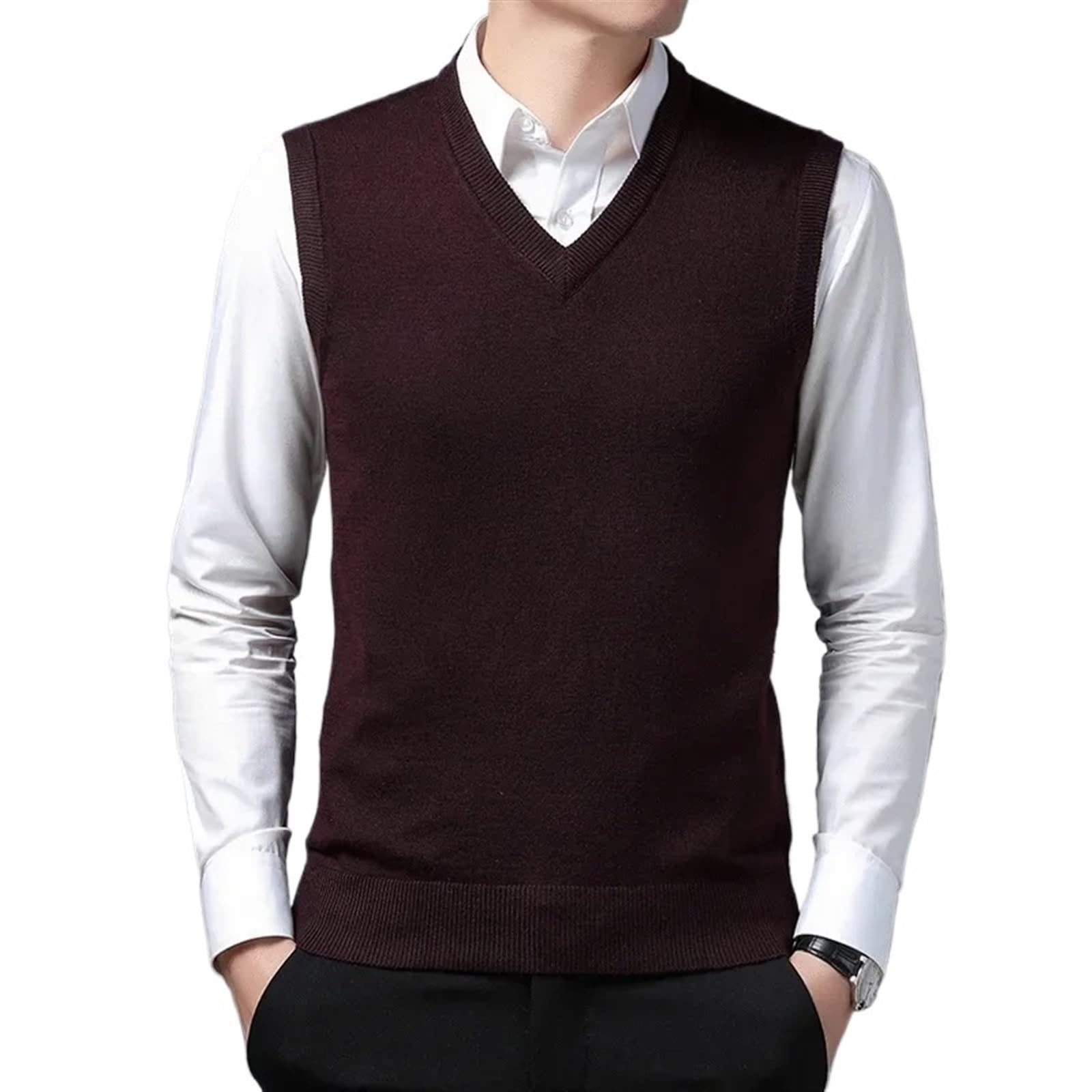 Débardeur tricoté homme pour le travail, gilet chaud sans manches casual pour l'extérieur