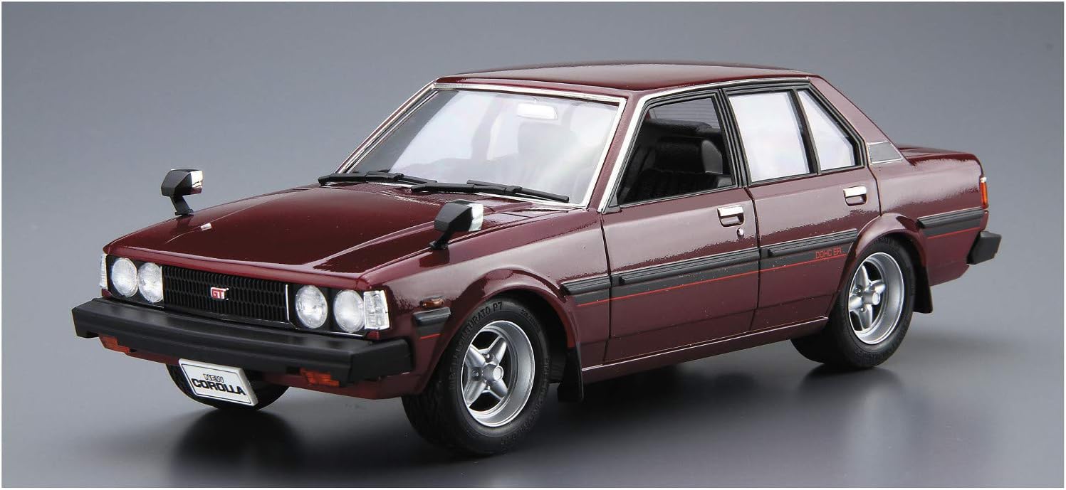 Aoshima 1/24 Toyota E71/70 Corolla Sedan GT/DX '79 - Plastic Model Building Vehicle Kit, Item # 6129