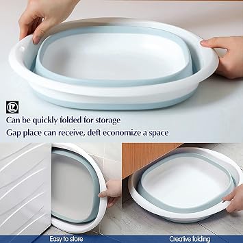 Collapsible Washing Up Bowl,Square Folding Wash Basin 4L,Portable Silicone Foldable Sink,Space Saving Washbasin for Camping, Travel, Kitchen,Outdoor Use