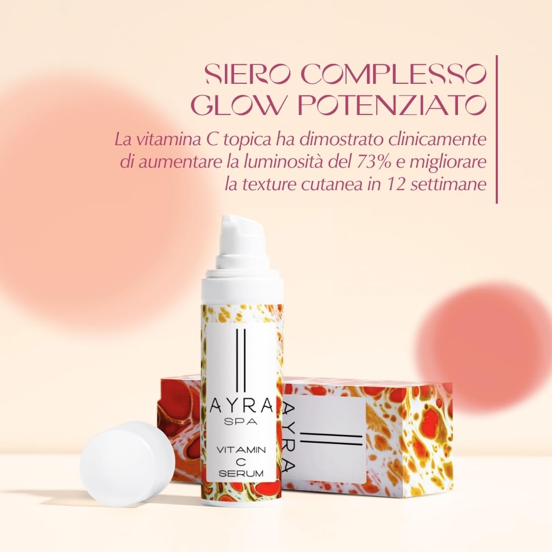 Siero alla Vitamina C | con Acido Ferulico & Acido Ialuronico | Ricco di Vitamine & Antiossidanti | Energizzante, Idratante & Illuminante | VEGAN e 99% Naturale | Certificato COSMOS