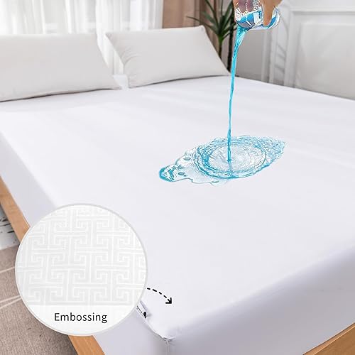 Miniatura 8 de Sábana bajera de tamaño individual impermeable, protector de colchón transpirable y refrescante, con bolsillo profundo, ajustable de 21 pulgadas de