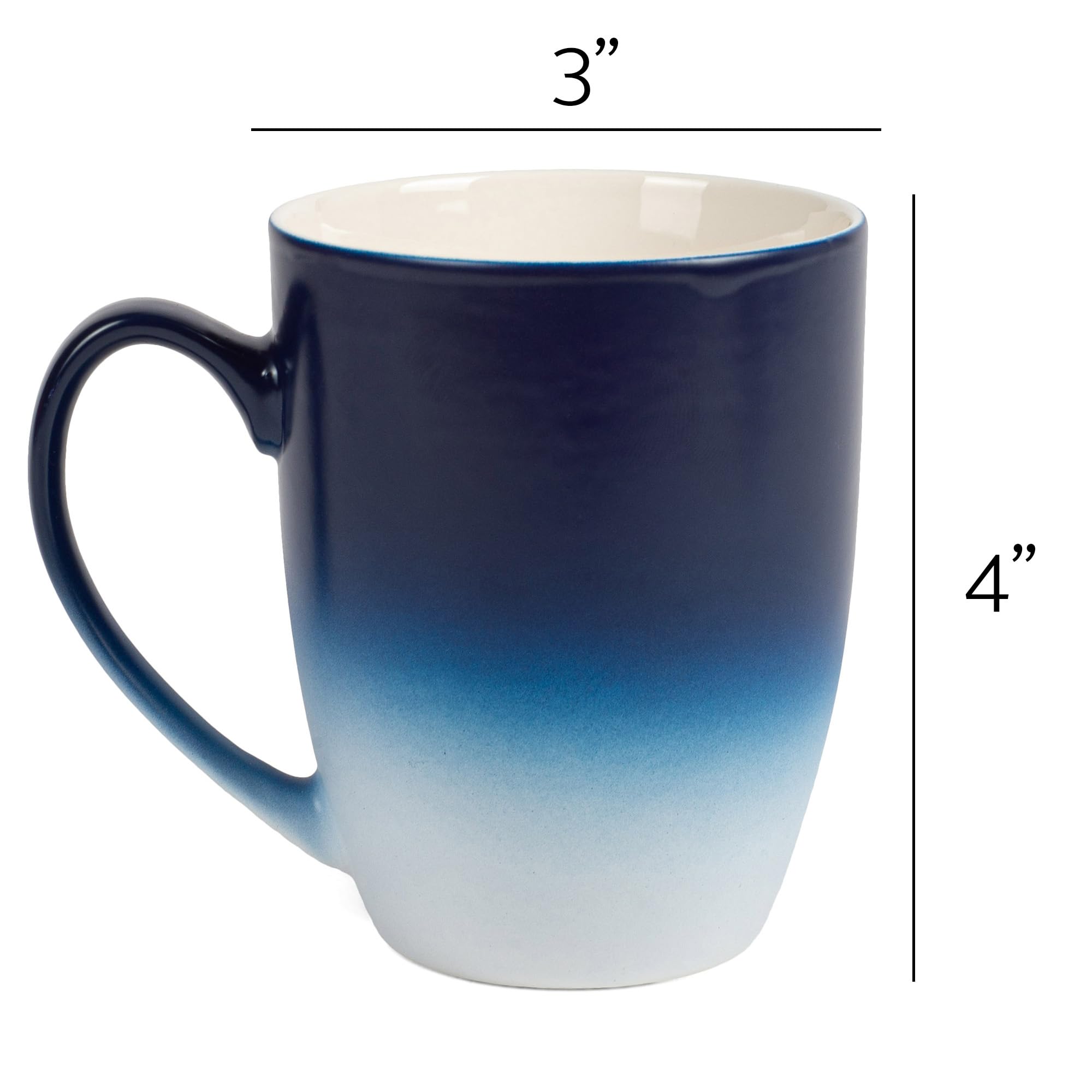 Amazon.com: Elanze Designs Blue White Two Toned Ombre Matte 12 ounce  Ceramic Stoneware Coffee Cup Mugs Set of 4 : Home & Kitchen