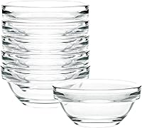 Iyulania 1.5oz Clear Glass Pinch Bowls Set of 6 - Stackable Mini Prep Dishes for Spices, Dishwasher & Microwave Safe