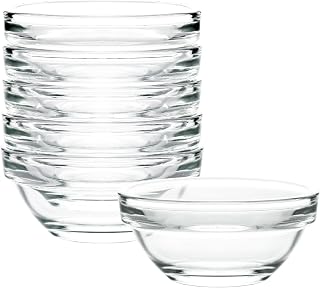 Iyulania 1.5oz Clear Glass Pinch Bowls Set of 6 - Stackable Mini Prep Dishes for Spices, Dishwasher & Microwave Safe