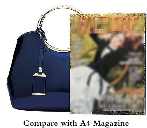 Miniatura 6 de Rullar Bolso elegante de las mujeres y bolso de la manija superior del bolso de la manija de la bolsa de cuero de patente de la totalizador del