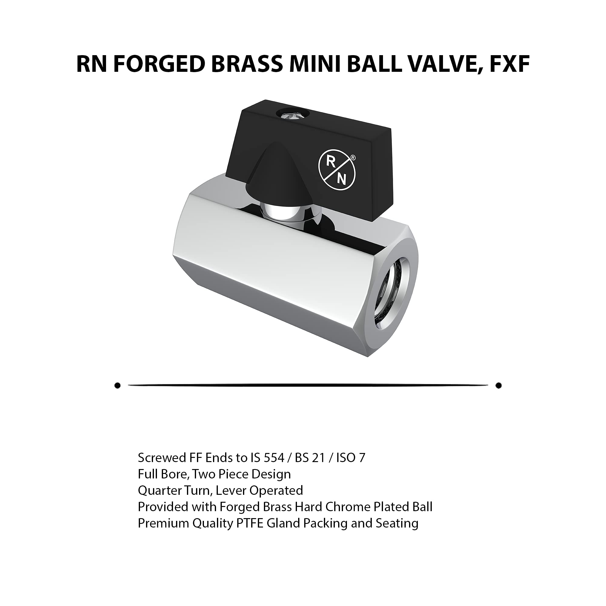 RN Forged Brass Mini Ball Valve, FxF