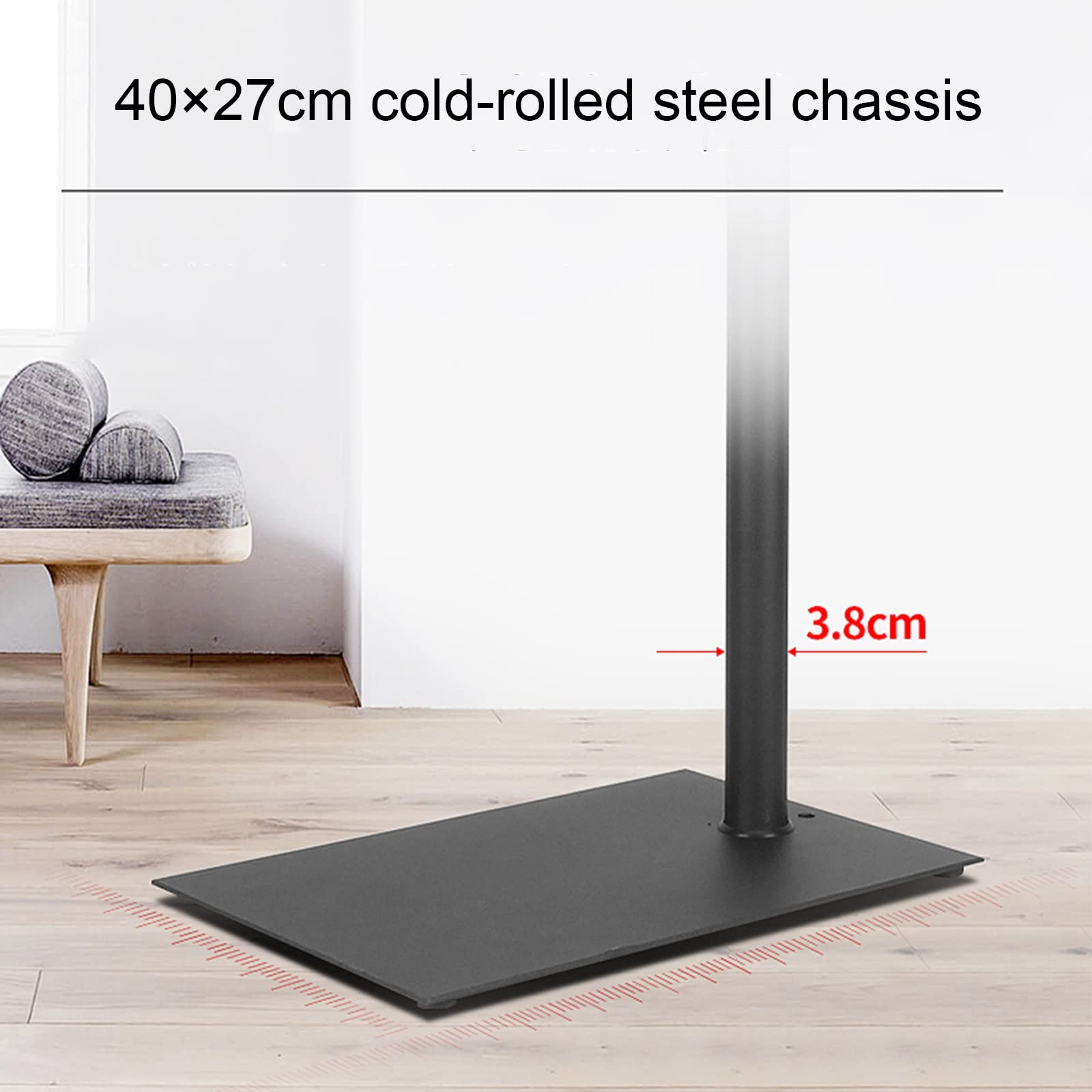 Supporto da Pavimento per Monitor, Braccio Singolo Regolabile in Altezza per TV da 12 A 34 Pollici, Perfetto per Angoli E Camere da Letto.
