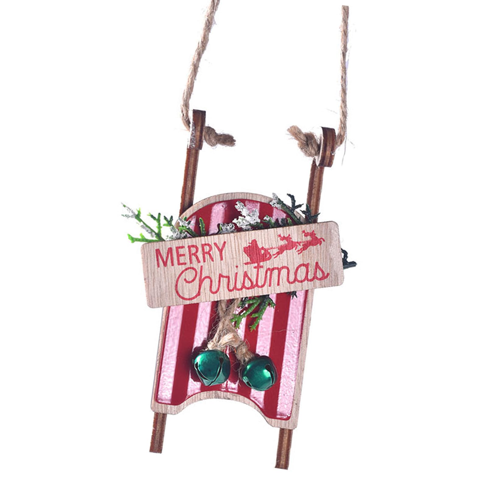 Buxuaaaa Bucolic Wooden Sleigh Ornament Christmas Decoration for Fireplaces Mantels Winter Festival Parties Accent Christmas Wooden Sled Ornament