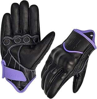 Harssidanzar Guantes de Moto con Pantalla táctil de Piel de Cabra con Dedos completos para Mujer GL016EU
